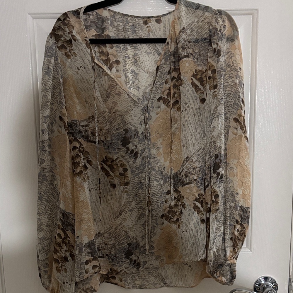 Sheer Neutral Print Blouse - Women